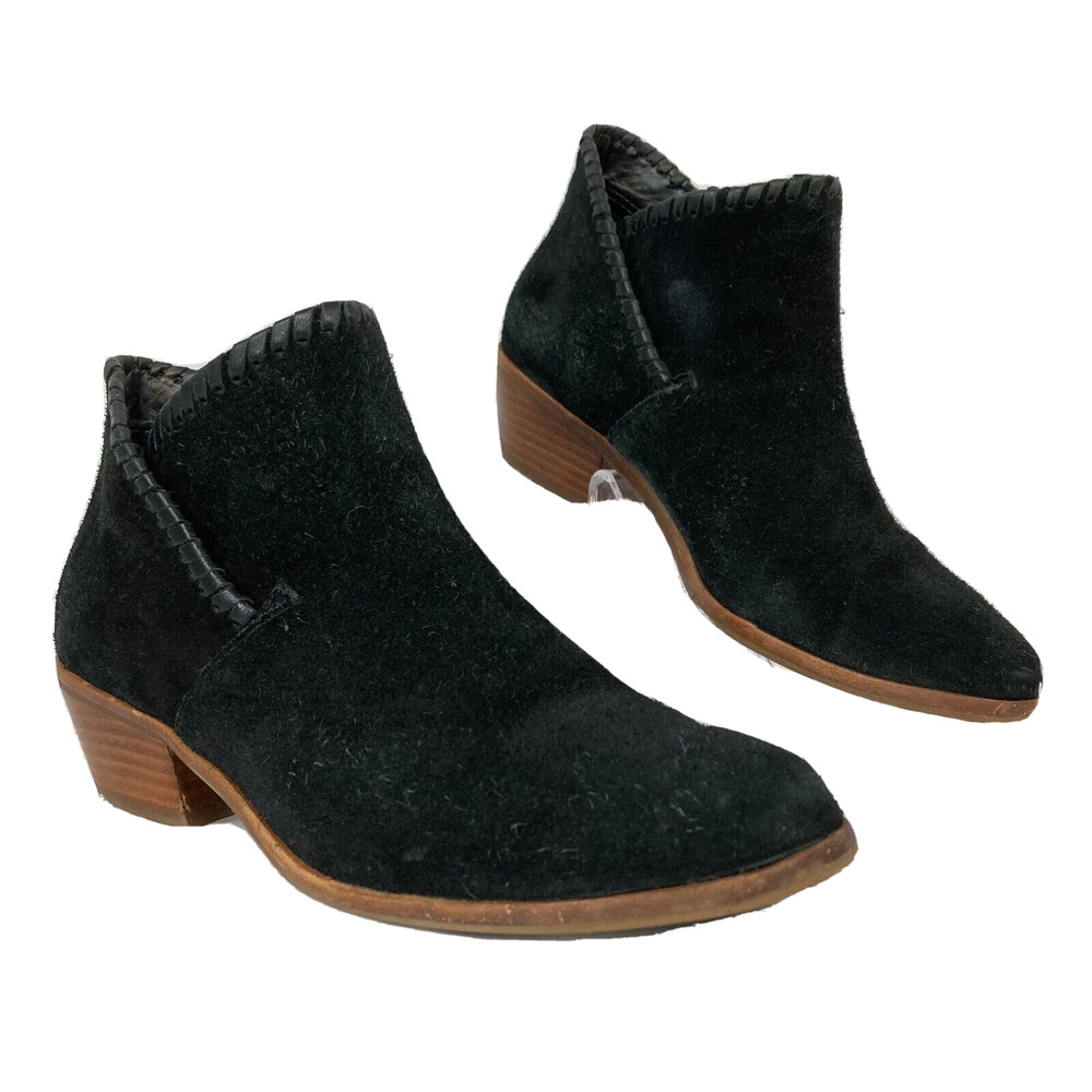 Jack Rogers Boots Womens Sz‎ 6 Black Low Heel Slip On Suede Ankle